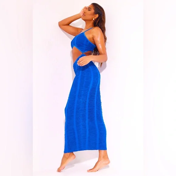 cobalt blue cut out dress Enforcer Cut Out Dress